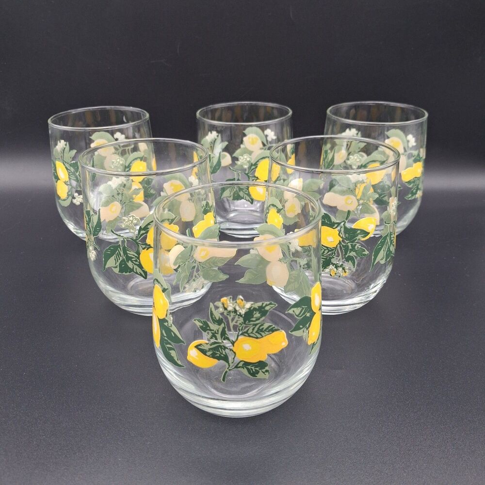 Royal Norfolk Crisa Lemon Stemless Wine Glasses Set of 6 16oz Tumbler